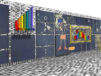 Modern scenery wall music theme children's activity wall 3d model