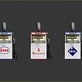 Vintage Fuel Dispenser Models Featuring Esso Benzina And Agip Logos On