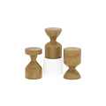 Three Wooden Side Tables With Unique Design And Natural Wood Tone