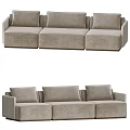 Modern Sectional Sofa With Beige Fabric Multiple Seats And Comfortable Cushions 3d model
