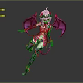Game And Movie Character With Horns Purple Pink Wings Pink White Outfit And Black Boots