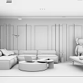 Modern sofa coffee table combination 3d model