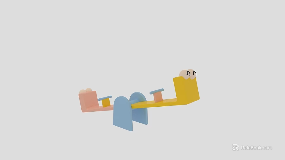 Interactive Play Area for Kids With Colorful Seesaw Structure And Playful Figures 3d model 