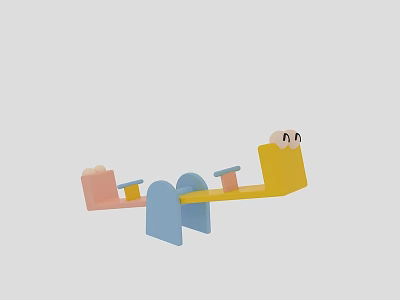 Interactive Play Area for Kids With Colorful Seesaw Structure And Playful Figures 3d model