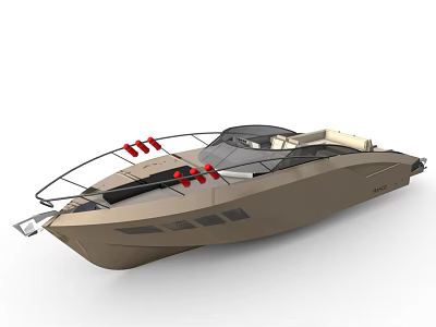 Sleek Modern Yacht Exterior With Red Accents And Stylish Features 3d model