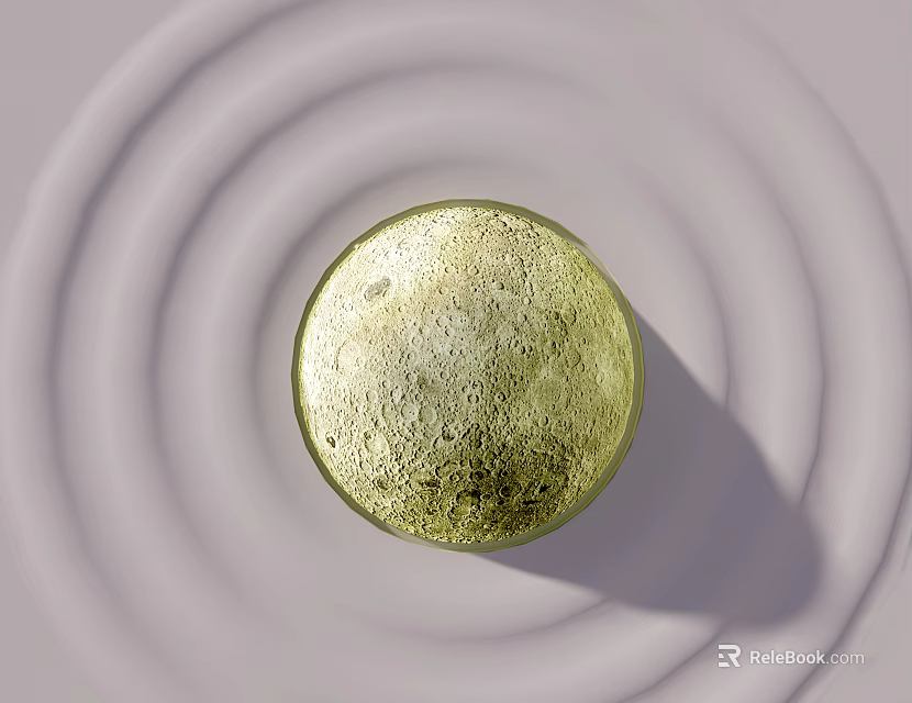 Gold Round Wall Light With Bubble Texture And Light Concentric Waves Background 3d model 