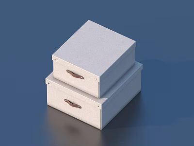 Practical Modern White Stacked Storage Boxes With Brown Handles For Home Organization 3d model