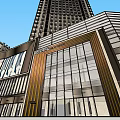Modern Commercial Complex Exterior Design With Glass Curtain Walls And Metal Frames