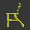 Yellow Wooden Armchair With Wide Backrest And Armrests On Dark Background With Reflection