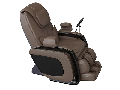 Brown Leather Massage Chair With Ergonomic Design And Leg Support Control Handle 3d model