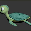 Cute Green Turtle Stuffed Toy With Turquoise Shell And Big Eyes