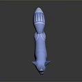 Cartoon Blue Fox Character 3D Model With Pointed Ears And Striped Tail