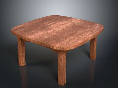 Wooden Square Coffee Table With Natural Wood Grain Surface And Four Legs Design 3d model