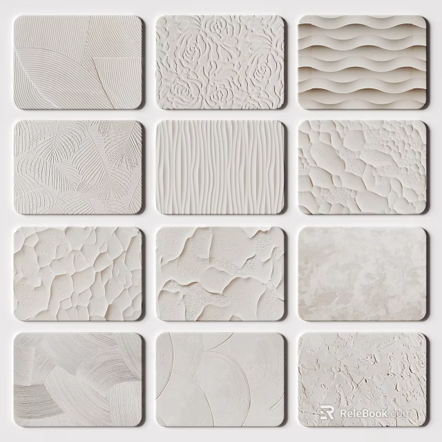 Neutral Toned Textured Wall Decorative Panels 3d model 