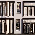 Modern Black Framed Double Glass Doors With Decorative Grilles And Sleek Design