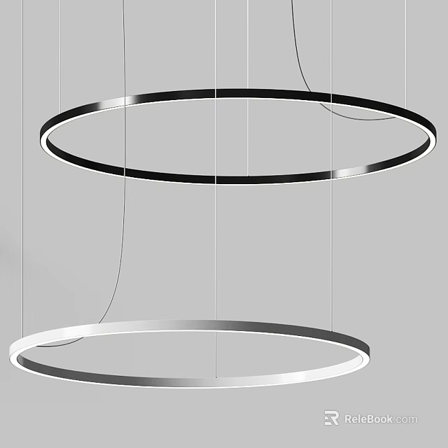 Modern Double Circular Ring Chandelier With Minimalist Sleek Design For Interior Lighting 3d model