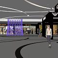 Modern Shopping Mall Retail Stores With Stylish Storefronts People Walking And Bright Lighting