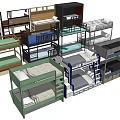 Various Bunk Bed Designs With Multiple Colors Ladder And Storage Features 3d model