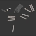 Industrial Scene Components With Metal Strips Brick Structure And Toolbox Parts