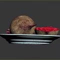 Fresh Whole And Cut Beetroot With Vibrant Red Flesh On A Plate
