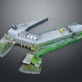 Detailed Water Lock Structure Model Featuring Sluice Gate Control Building And Grass Area 3d model