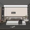 Modern Bedroom Interior Design With Comfortable Bed Armchair Built In Wardrobes And Soft Rug