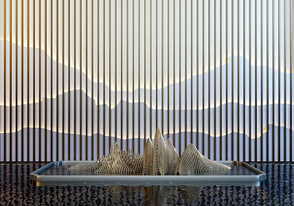 Vintage sculpture landscape background wall sculpture combination 3d model