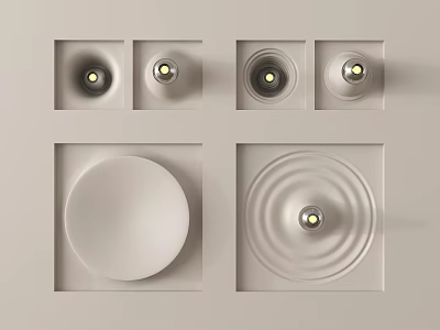 Downlights and Spotlights Recessed Ceiling Mounted with Various Designs and Illuminated LED Lighting 3d model