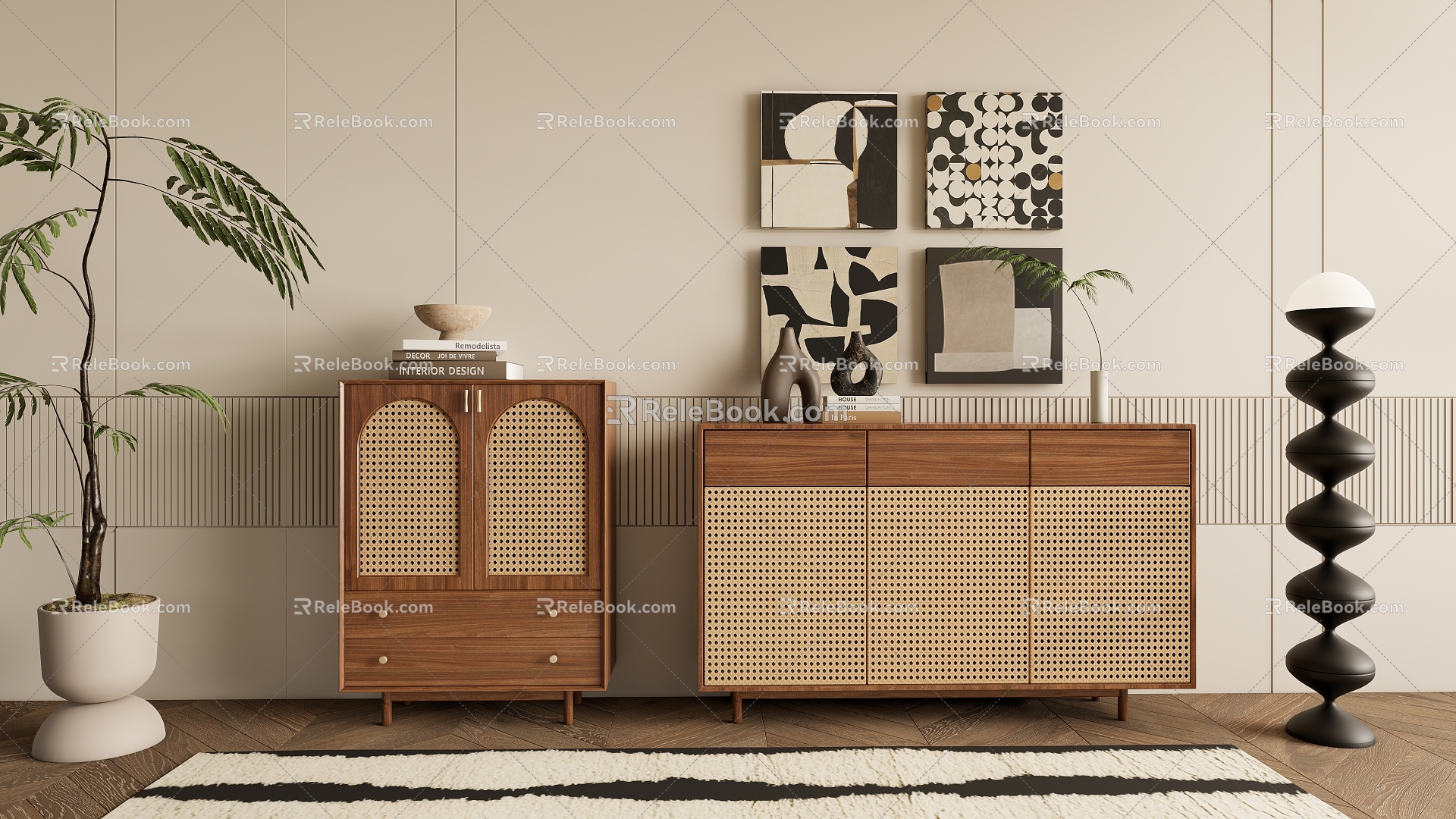 Quiet Style Decorative Cabinet Sideboard Cabinet 3d model