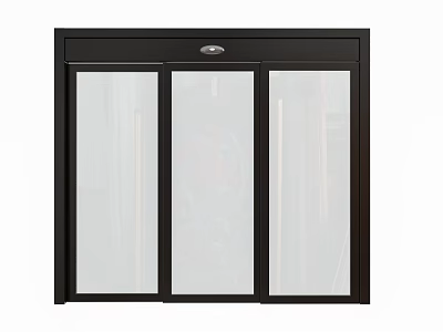 Modern Black Frame Three Panel Glass Sliding Door for Home Design 3d model