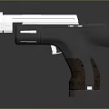 Modern Tactical Pistol Design with White Barrel Black Body and Wooden Grip