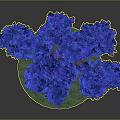 Blue Decorative Tree with Brown Twisted Trunk and Green Grass on Circular Base