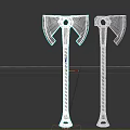 Two Rustic Axes With Metal Blades And Wooden Handles Symmetric Design