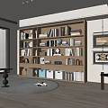 Modern Wooden Multi tiered Bookshelf With Books Decorative Items Storage Boxes In Living Room Interior