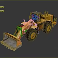 Yellow Heavy Duty Construction Loader With Front Bucket And Big Tires 3d model