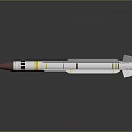 Military Missile With White Body Yellow Rings Copper Tip And Tail Fins Design