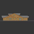 Modern Rustic Wooden Building With Multiple Gray Sloped Roofs And Green Lawn Pathway