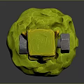 Game Movie Character Green Skinned With Yellow Head Red Eyes Stitches Holding Dumbbells On Base