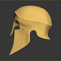 Ancient Golden Spartan Weapon Helmet With Shiny Surface On Dark Background