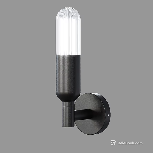 Modern Black Wall Light With White Glass Shade And Sleek Design 3d model 