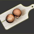 White Wooden Cutting Board With Two Fresh Onions On Dark Background