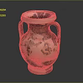 Ancient Terracotta Amphora Sculpture Featuring Intricate Black Orange Figural Carvings