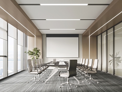 Modern conference room conference table projector 3d model