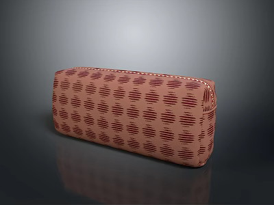 Fabric Storage Pouch In Brown With Red Wavy Patterns For Daily Use 3d model
