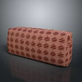 Fabric Storage Pouch In Brown With Red Wavy Patterns For Daily Use 3d model