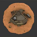 Cartoon Western Saloon Scene With Desert Ground Cactus And Wooden Wagon