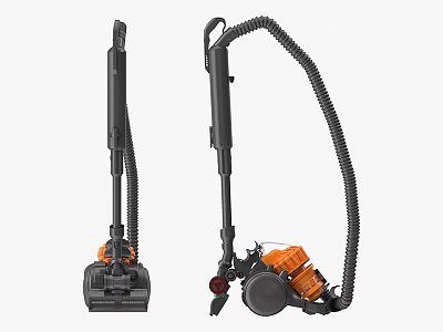 Black And Orange Vacuum Cleaners Featuring Upright Design And Flexible Hose 3d model