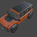 Orange Off Road Car With Black Roof Round Headlights Yellow Light Strips And UK Plate