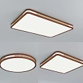 Modern Ceiling Light With Square Round Shapes Brown Frame And White Shade 3d model