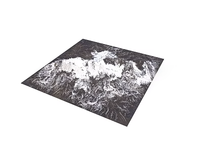 Black And White Mountain Texture Carpet With Abstract Design For Home Decor 3d model
